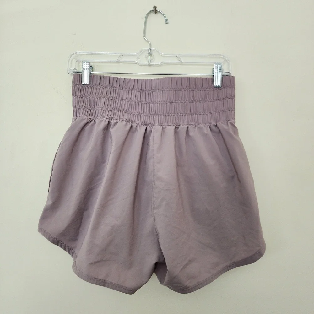 Nike Dri-FIT High Waisted Smocked Running Shorts Purple Womens M Pickleball